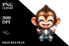 Energetic Baby Monkey with Punk Look PNG Product Image 2