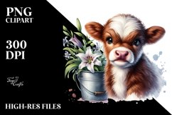 Cute Cow with Lily PNG Product Image 2