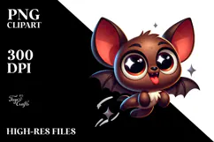 Jumping Bat with Sparkling Eyes, Transparent PNG Product Image 2