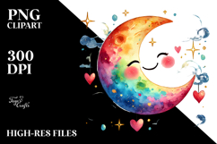 Smiling Moon Hearts PNG Product Image 2