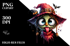 Watercolor Goofy Scarecrow with Bat PNG Product Image 2