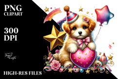 Adorned Puppy with Big Heart PNG Product Image 2