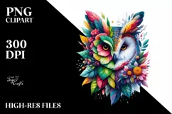 Vibrant Abstract Owl PNG Product Image 1