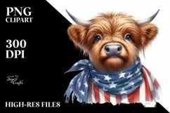Enthusiastic Highland Cow with Bandana Clipart Product Image 1