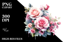 Vibrant Pink Roses | Sublimation | Clipart Product Image 2