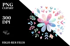 Simple Boho Flower with Heart Petals PNG Product Image 2