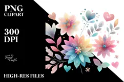 Cute Flower with Heart Petals, Translucent PNG Product Image 2