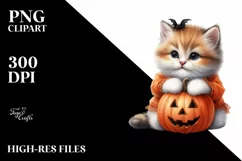 Cute Baby Sitting with Halloween Pumpkin, Sublimation PNG Product Image 3