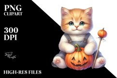 Cute Baby Sitting with Halloween Pumpkin, Sublimation PNG Product Image 1