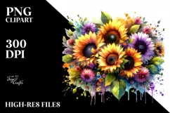 Colorful Rainbow with Sunflowers PNG Product Image 1