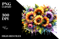 Colorful Rainbow with Sunflowers PNG Product Image 2