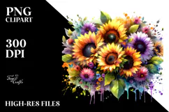 Colorful Rainbow with Sunflowers PNG Product Image 2