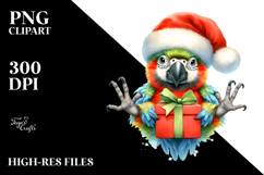 Cute Baby Macaw with Santa Hat PNG Product Image 2