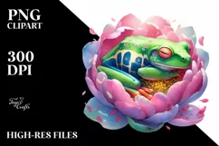 Colorful Frog in Flower | Sublimation | Clipart Product Image 3