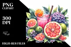 Watercolor Ugli Fruit, Juice | Sublimation | Clipart Product Image 1