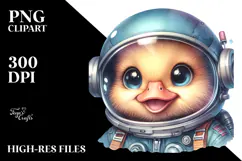 Cute Baby Duck Astronaut PNG Product Image 2