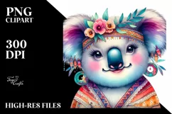 Funny Vintage Koala | Watercolor Clipart Product Image 1