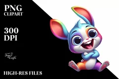 Colorful Cartoon Baby Rabbit Clipart Product Image 1