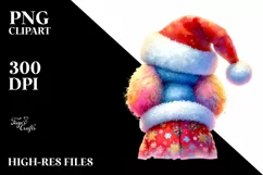 Happy Poodle in Santa Hat, Transparent PNG Product Image 3