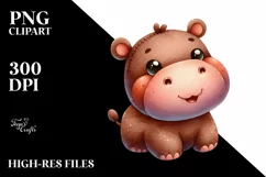 Smiling Cute Baby Hippo Plush | Clipart Product Image 3