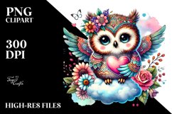 Boho Owl on Cloud, PNG Product Image 2