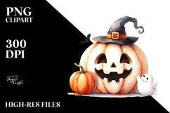 Watercolor Pumpkin Halloween Clipart PNG Product Image 2