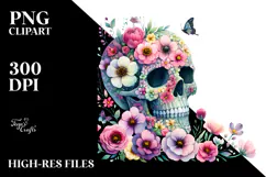 Colorful Skull with Spring Flowers,Transparent PNG Product Image 2