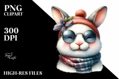 Whimsical Funny Cute Bunny Smiling | Scarf Sunglasses | Product Image 3