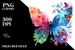 Colorful Butterfly with Silhouettes,Transparent PNG Product Image 2