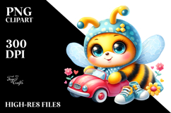 Crazy Cute Baby Bee with Baby Car PNG Product Image 2