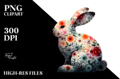 Abstract Bunny of Flower Silhouettes,Transparent PNG Product Image 2