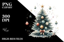 Christmas Tree with Ornaments and Bow PNG Product Image 2