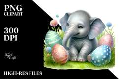 Digital Baby Elephant, Easter Eggs PNG Product Image 2