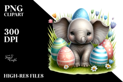 Digital Baby Elephant, Easter Eggs PNG Product Image 2
