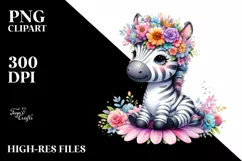 Cartoon-Style Zebra Sitting on Flower | Clipart Product Image 3