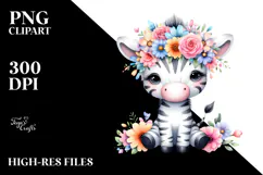 Cartoon-Style Zebra Sitting on Flower | Clipart Product Image 2