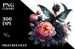Creative Gothic Fairy on Mushroom, PNG Product Image 2