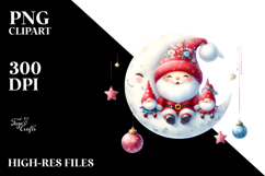 Cute Pastel Santa with Gnomes, Transparent PNG Product Image 2