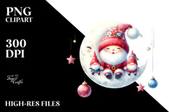 Cute Pastel Santa with Gnomes, Transparent PNG Product Image 2