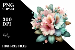 Pastel Wooden Glossy Rhododendron | Clipart Product Image 1