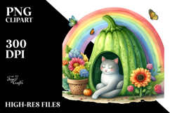 Colorful Hummingbird with Cat House Clipart Product Image 2