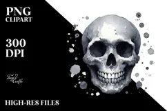 Funny Washed Skull Watercolor PNG Product Image 2