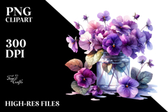 Jar with Violet Flowers Clipart Product Image 2