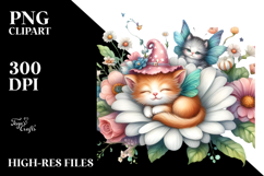 Whimsical Baby Cat Painting, Spring Flower PNG Product Image 2