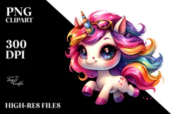 Cute Unicorn with Cool Haircut PNG Product Image 2