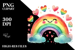 Colorful Heart with Wings and Crown PNG Product Image 2