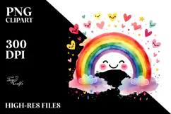 Colorful Smiling Rainbow with Hearts PNG Product Image 2