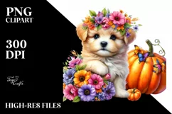 Vibrant Baby Dog with Flowers | Clipart Product Image 3