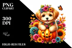 Vibrant Baby Dog with Flowers | Clipart Product Image 1