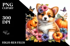 Vibrant Baby Dog with Flowers | Clipart Product Image 3